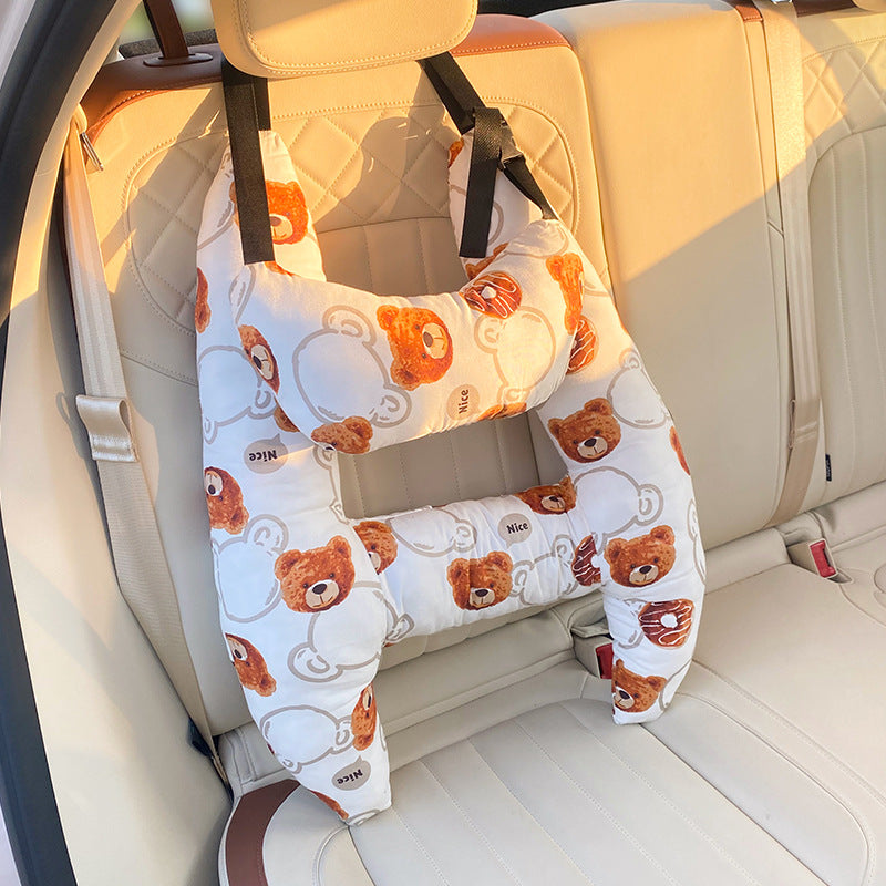 Car Headrest Pillow Cotton Blend 67.0 cm Beige Child Travel Neck Support Adjustable Car Seat Cushion | Thomler