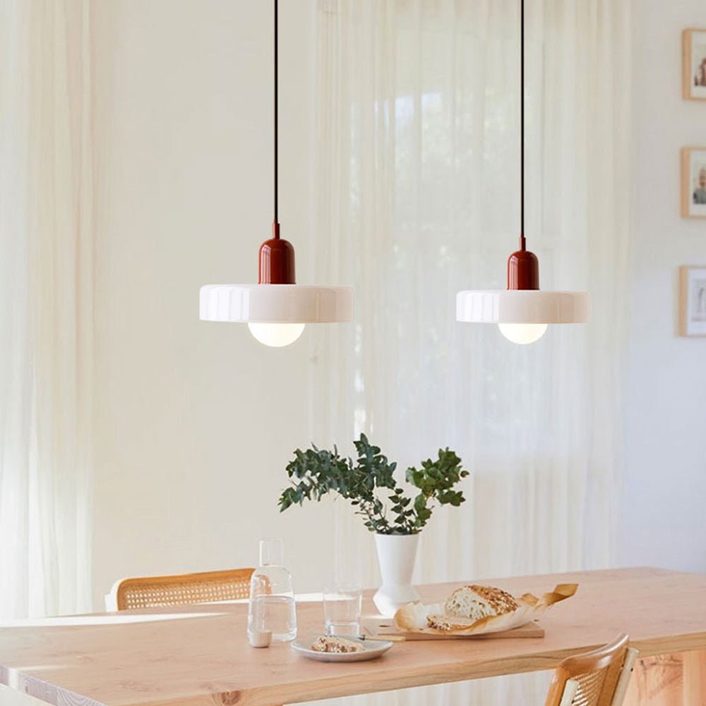 Art Glass Dome Pendant Light Fixture with Adjustable Cord for Kitchen Island Dining Room Bedroom | Modern Round Ceiling Hanging Lamp | Thomler