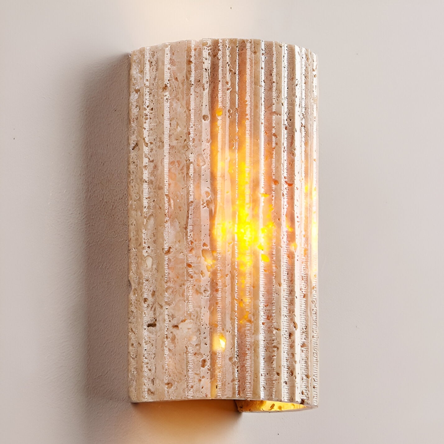 Wall Lamp Travertine Stone 6.5 in Up Down Outdoor Indoor Garden Patio Sconce Ambient Lighting Fixture | Thomler