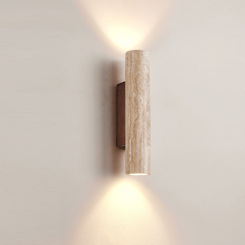 Wall Lamp Travertine Stone 12.6 in Up Down Bedroom Hallway Sconce Minimalist Natural Lighting Fixture | Thomler