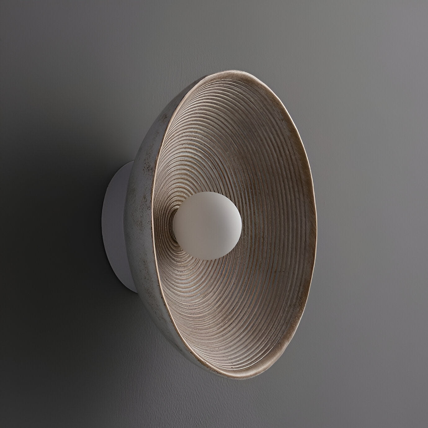 Wall Lamp Resin Glass 19.7 in Round White Bedroom Living Room Ambient Lighting Scandinavian Minimalist Sconce | Thomler