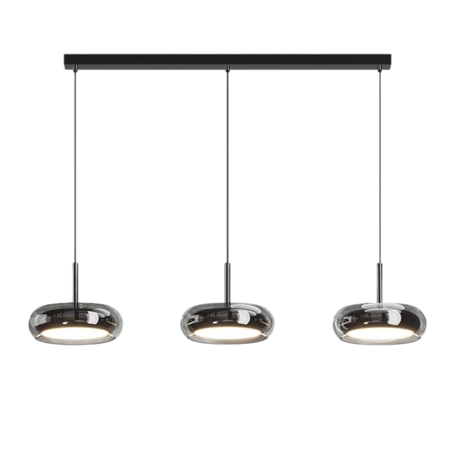 Pendant Light Glass Metal 20.0 cm Adjustable Kitchen Island Dining Table LED Hanging Lamp | Modern Minimalist Three-Light Ceiling Fixture | Thomler