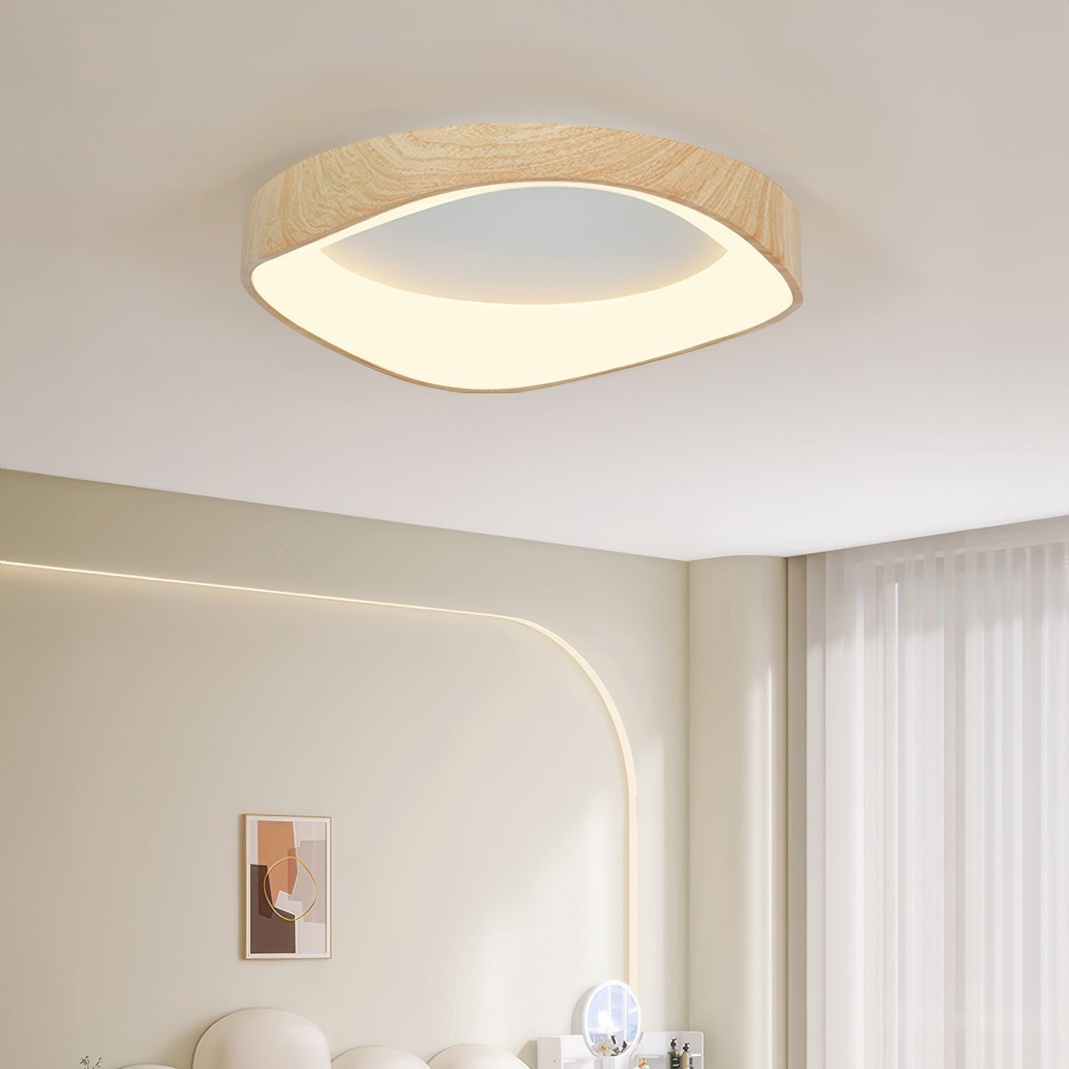Ceiling Lamp Wood-Look Ø40.0–60.0 cm Soft LED Lighting Scandinavian Bedroom Living Room | Thomler