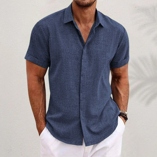 Men's Breathable Short Sleeve Dress Shirt – Lightweight Cotton Blend Button-Up for Summer Casual Wear & Office | Thomler