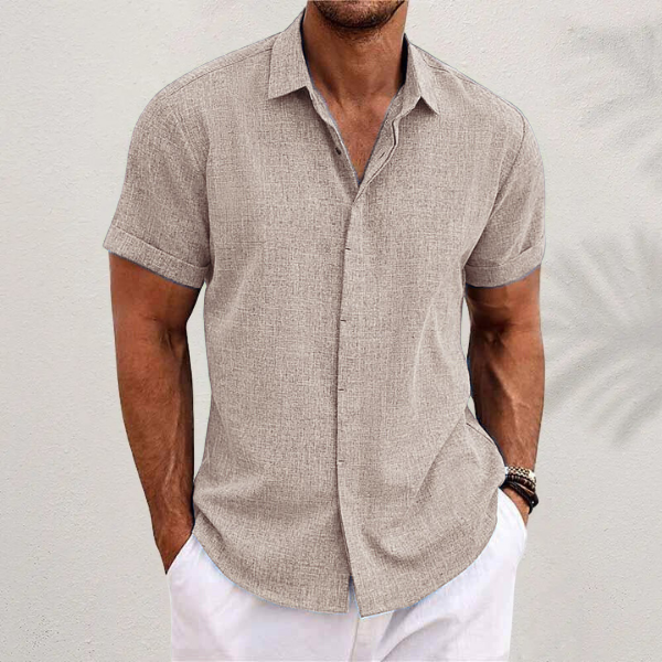 Men's Breathable Short Sleeve Dress Shirt – Lightweight Cotton Blend Button-Up for Summer Casual Wear & Office | Thomler