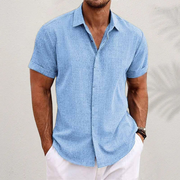 Men's Breathable Short Sleeve Dress Shirt – Lightweight Cotton Blend Button-Up for Summer Casual Wear & Office | Thomler