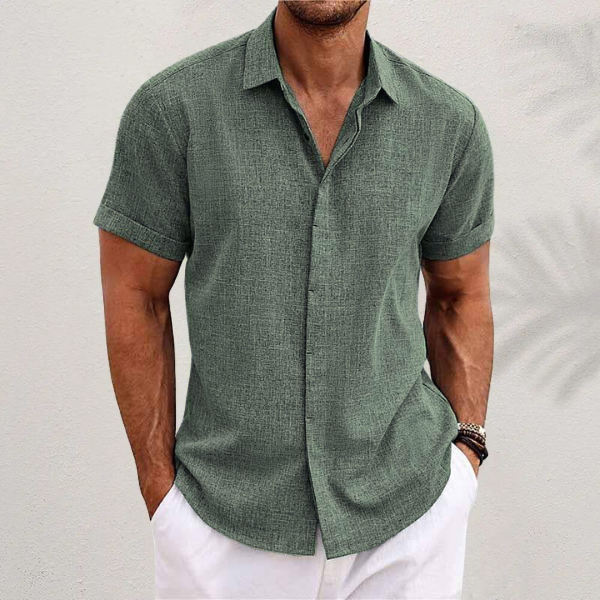 Men's Breathable Short Sleeve Dress Shirt – Lightweight Cotton Blend Button-Up for Summer Casual Wear & Office | Thomler