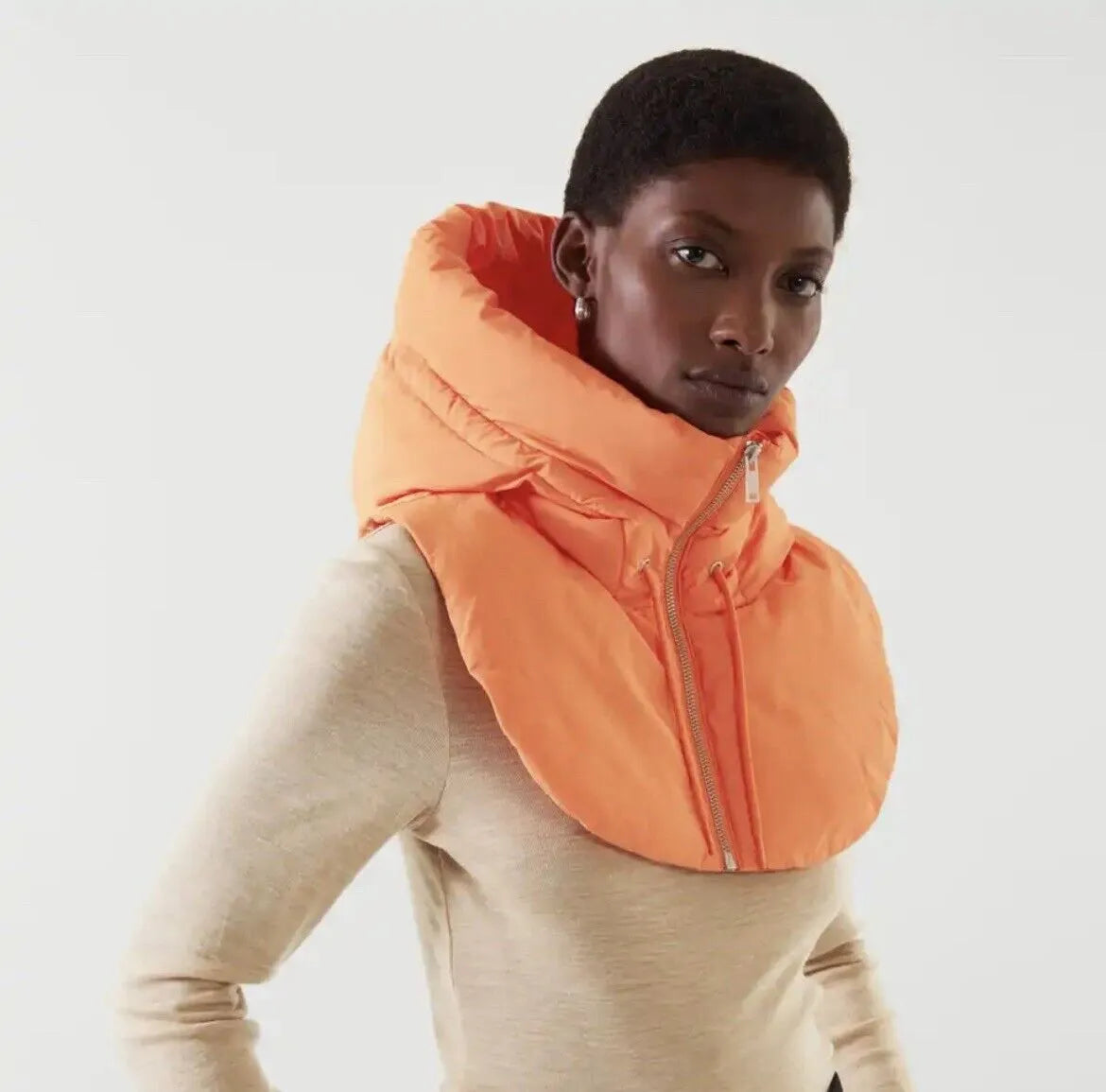 Hooded Infinity Scarf with Zip – Lightweight Down Neck Warmer for Women | Thomler