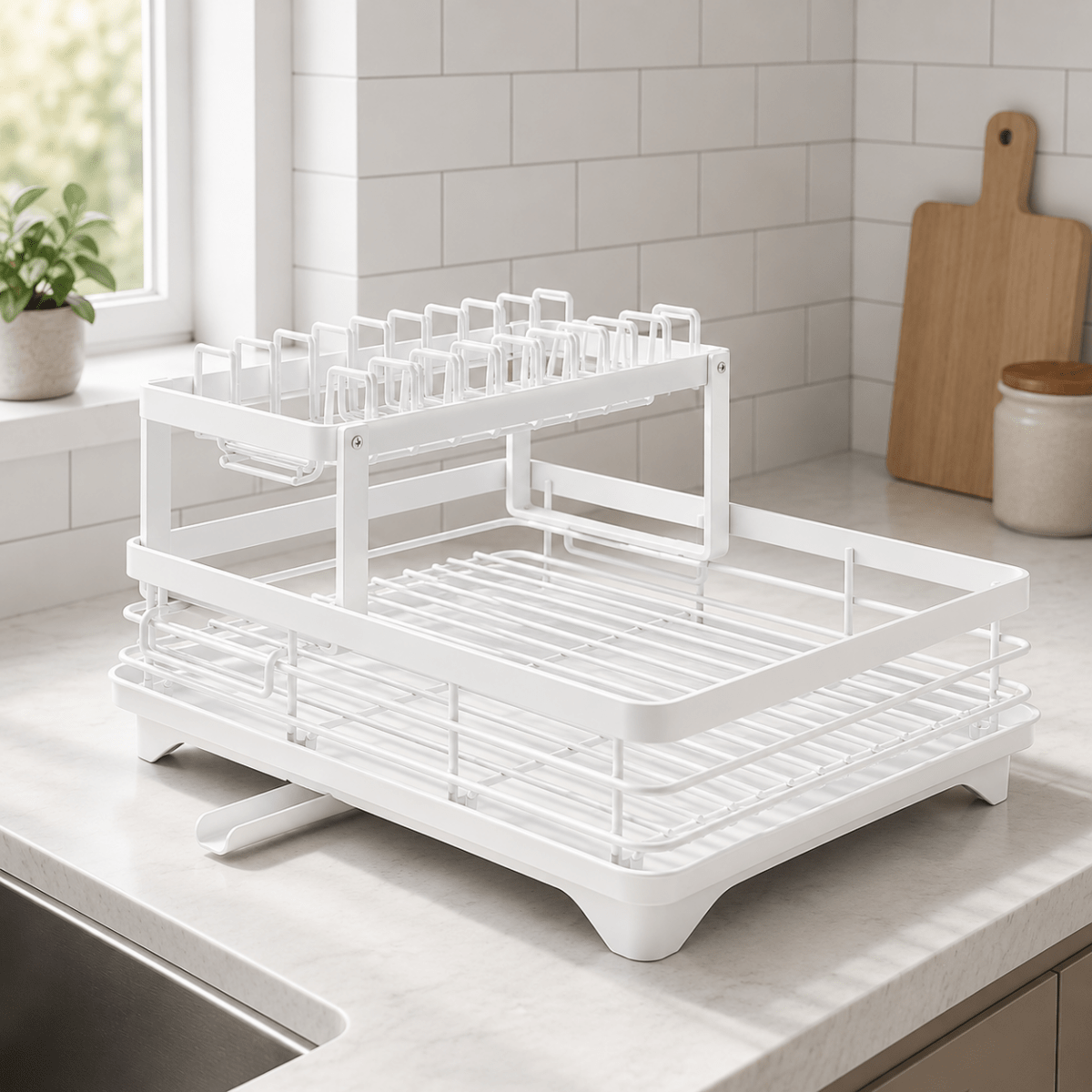 Roll-Up Dish Drying Rack Over Sink – Stainless Steel Mat with Silicone Edges for Countertop Space Saving | Thomler