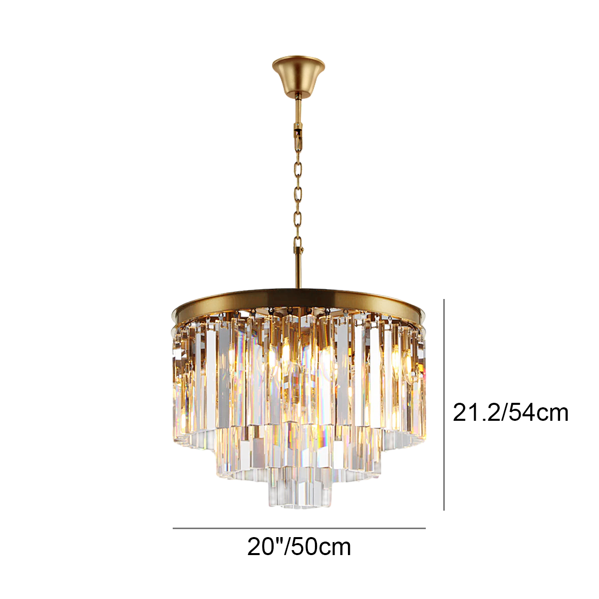 Tiered Crystal Chandelier with Cascading Glass Rods – Multi-Level Statement Lighting for Dining Room & Foyer – Brass, Black & Nickel Finish | Thomler