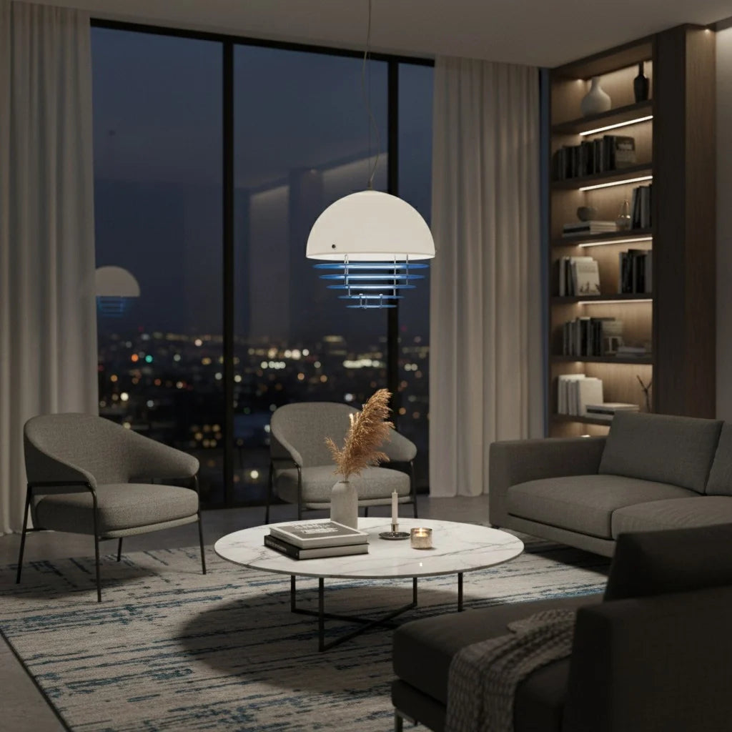 Pendant Light Glass Dome 12 in White Orange Klein Blue Dining Room Living Area Ambient Lighting Artistic Modern | Thomler