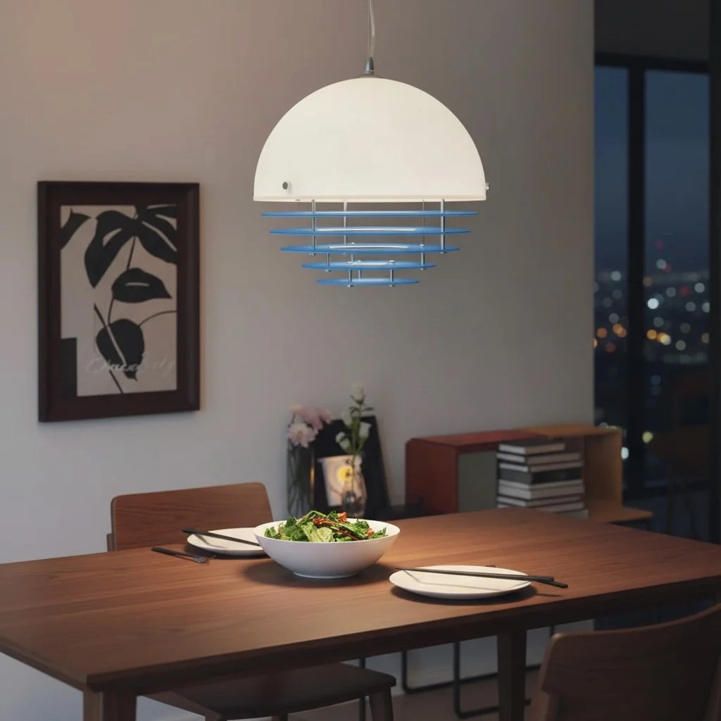 Pendant Light Glass Dome 12 in White Orange Klein Blue Dining Room Living Area Ambient Lighting Artistic Modern | Thomler