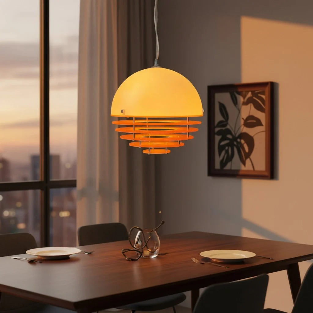 Pendant Light Glass Dome 12 in White Orange Klein Blue Dining Room Living Area Ambient Lighting Artistic Modern | Thomler