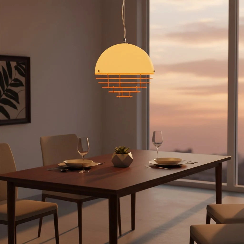Pendant Light Glass Dome 12 in White Orange Klein Blue Dining Room Living Area Ambient Lighting Artistic Modern | Thomler