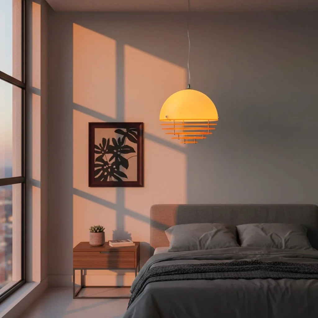 Pendant Light Glass Dome 12 in White Orange Klein Blue Dining Room Living Area Ambient Lighting Artistic Modern | Thomler