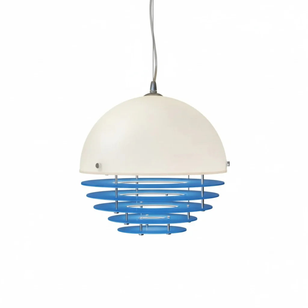 Pendant Light Glass Dome 12 in White Orange Klein Blue Dining Room Living Area Ambient Lighting Artistic Modern | Thomler