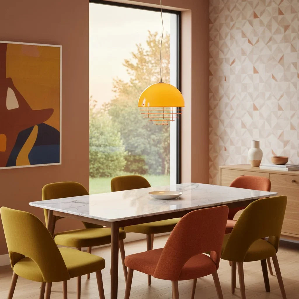 Pendant Light Glass Dome 12 in White Orange Klein Blue Dining Room Living Area Ambient Lighting Artistic Modern | Thomler