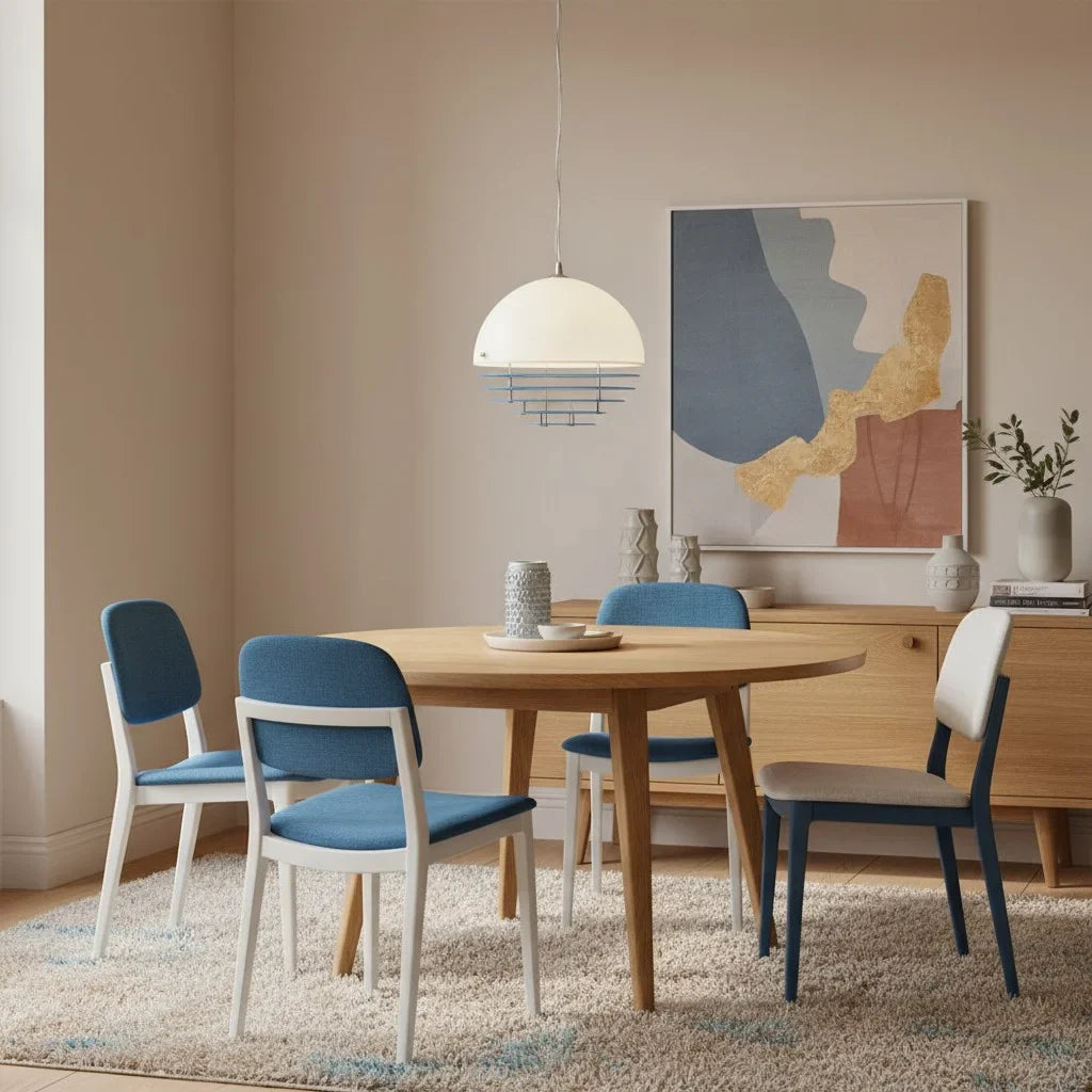 Pendant Light Glass Dome 12 in White Orange Klein Blue Dining Room Living Area Ambient Lighting Artistic Modern | Thomler