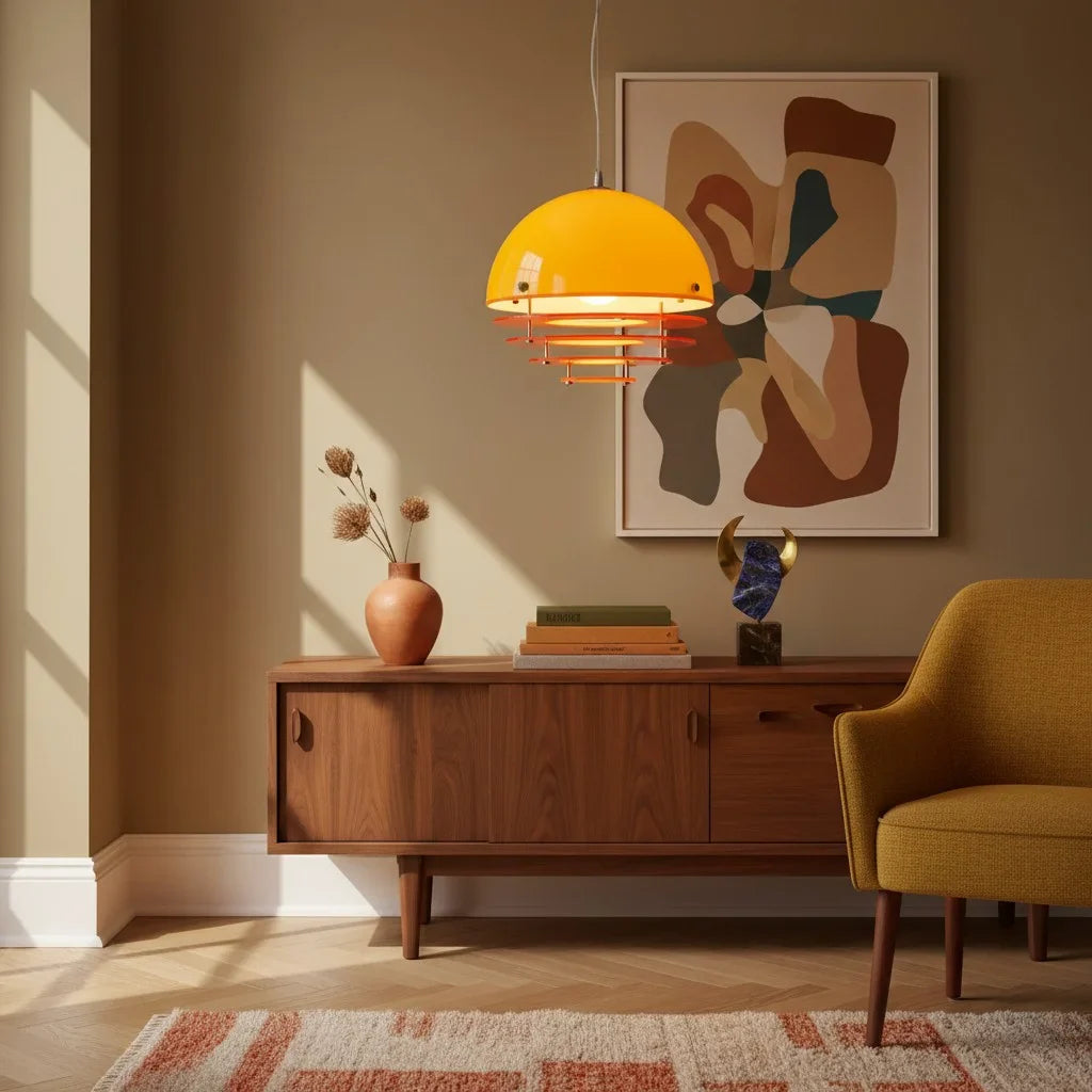 Pendant Light Glass Dome 12 in White Orange Klein Blue Dining Room Living Area Ambient Lighting Artistic Modern | Thomler