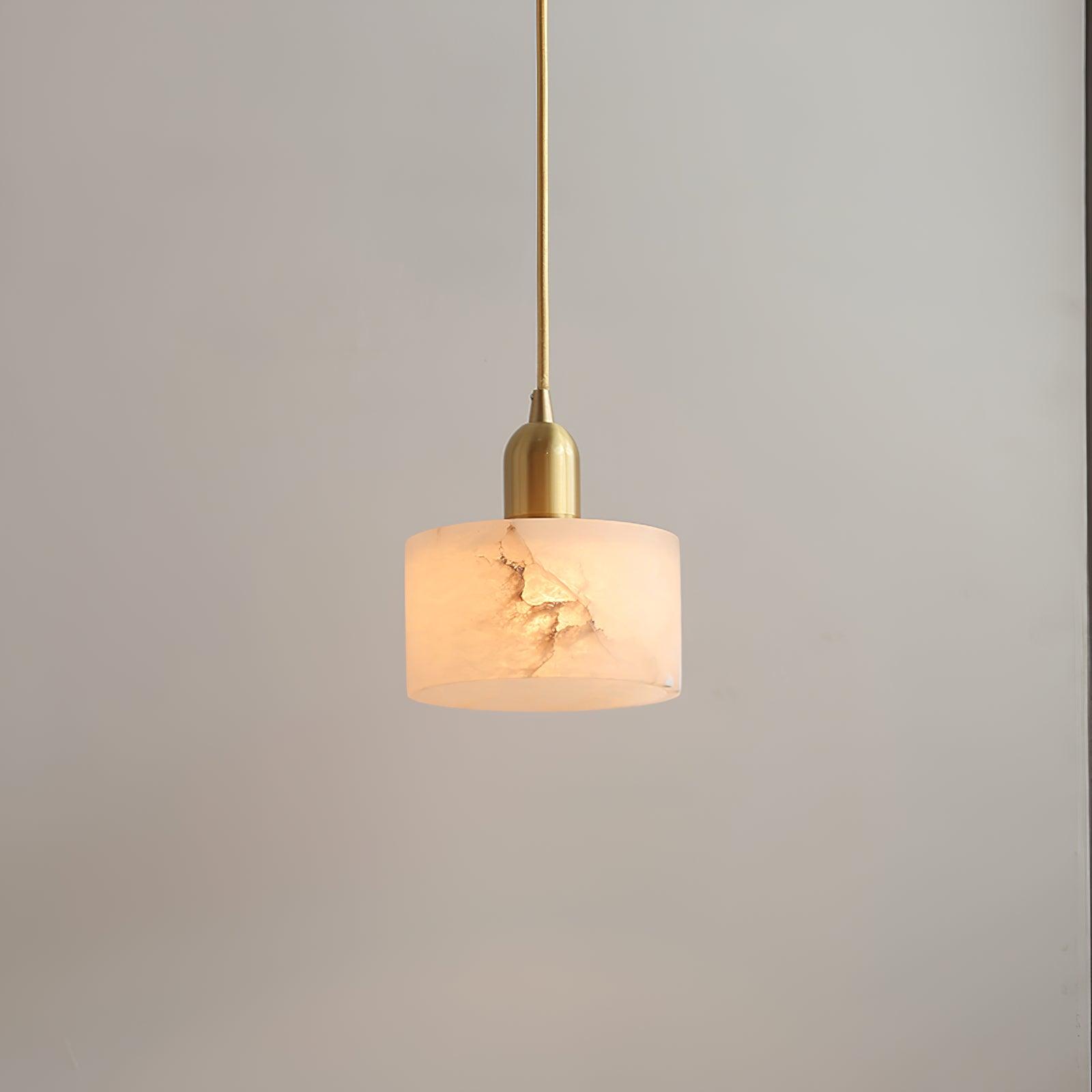 Pendant Light Alabaster Stone 5.5 in White Brass Dining Room Kitchen Hanging Ceiling Lamp Modern Minimalist | Thomler