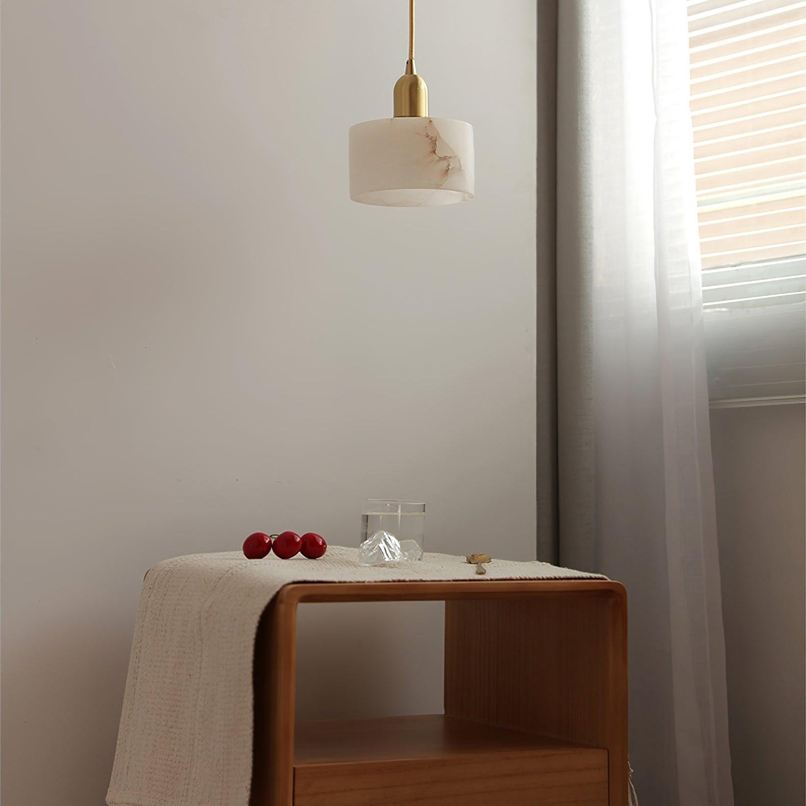 Pendant Light Alabaster Stone 5.5 in White Brass Dining Room Kitchen Hanging Ceiling Lamp Modern Minimalist | Thomler