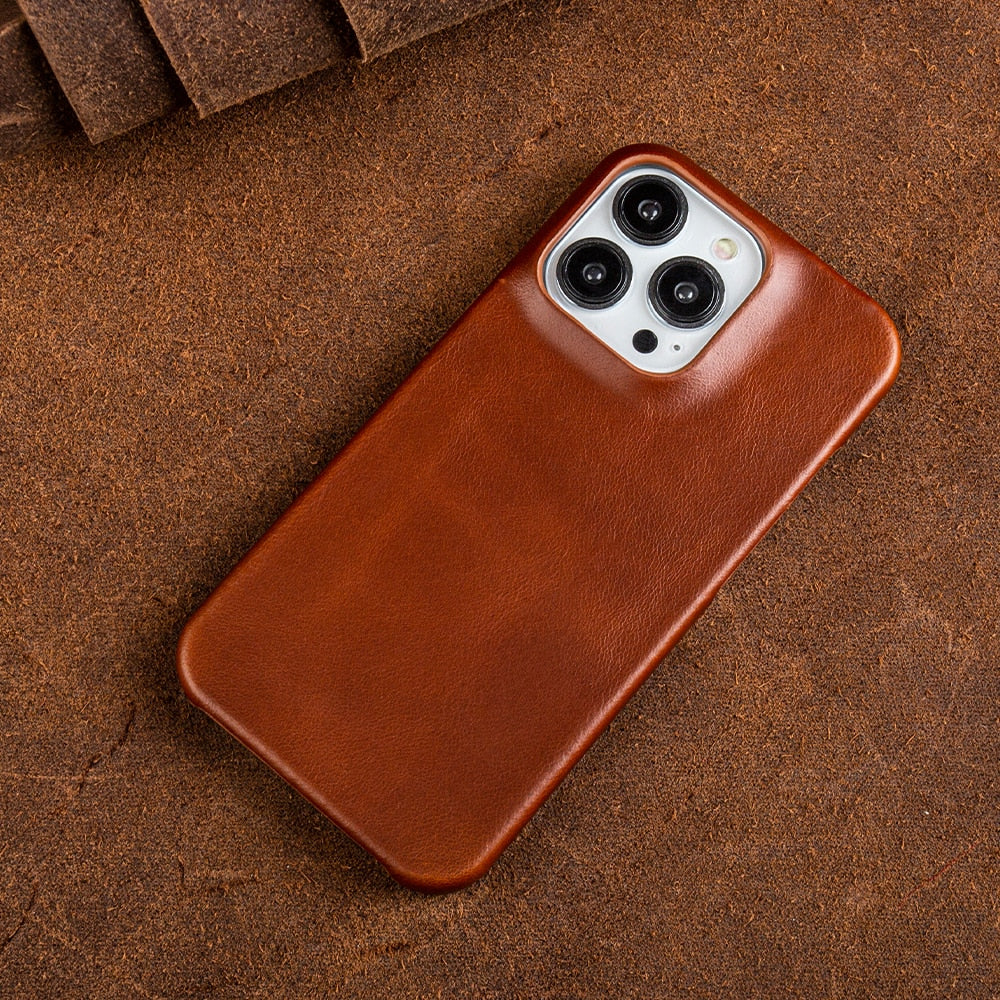 Wax-Finished Genuine Leather iPhone Case with MagSafe Compatibility for iPhone 13, 14, 15, 16 Series | Protective Slim-Fit Cover | Thomler
