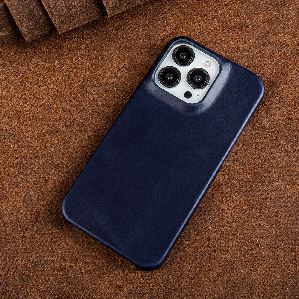 Wax-Finished Genuine Leather iPhone Case with MagSafe Compatibility for iPhone 13, 14, 15, 16 Series | Protective Slim-Fit Cover | Thomler
