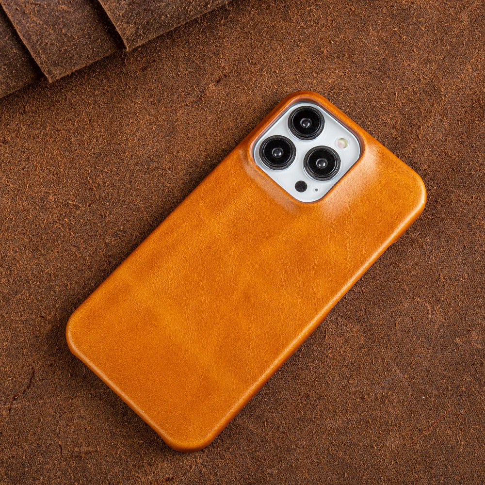 Wax-Finished Genuine Leather iPhone Case with MagSafe Compatibility for iPhone 13, 14, 15, 16 Series | Protective Slim-Fit Cover | Thomler