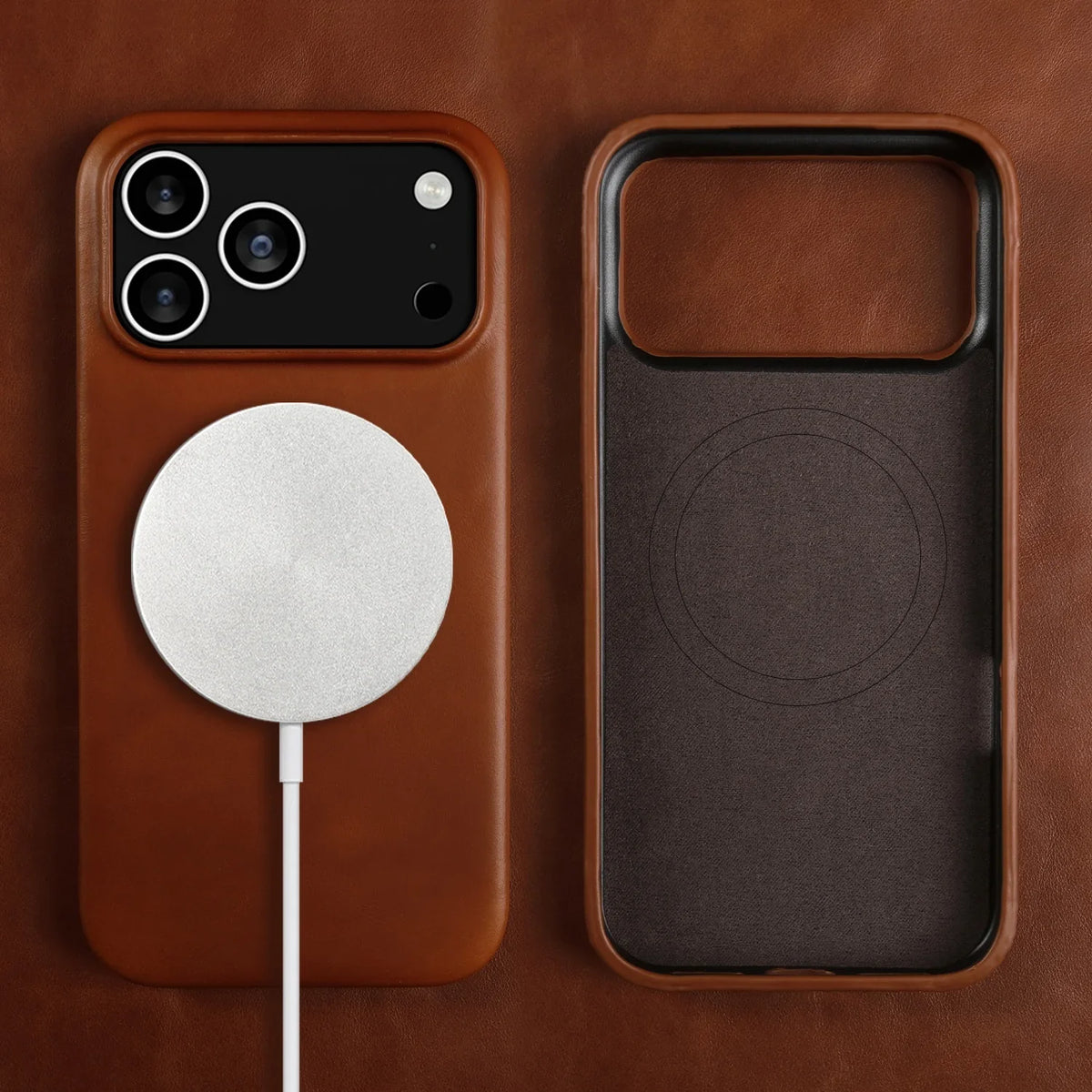 Premium Full-Grain Leather iPhone Case with MagSafe – Shock-Absorbent Protection for iPhone 11-17 Models | Thomler