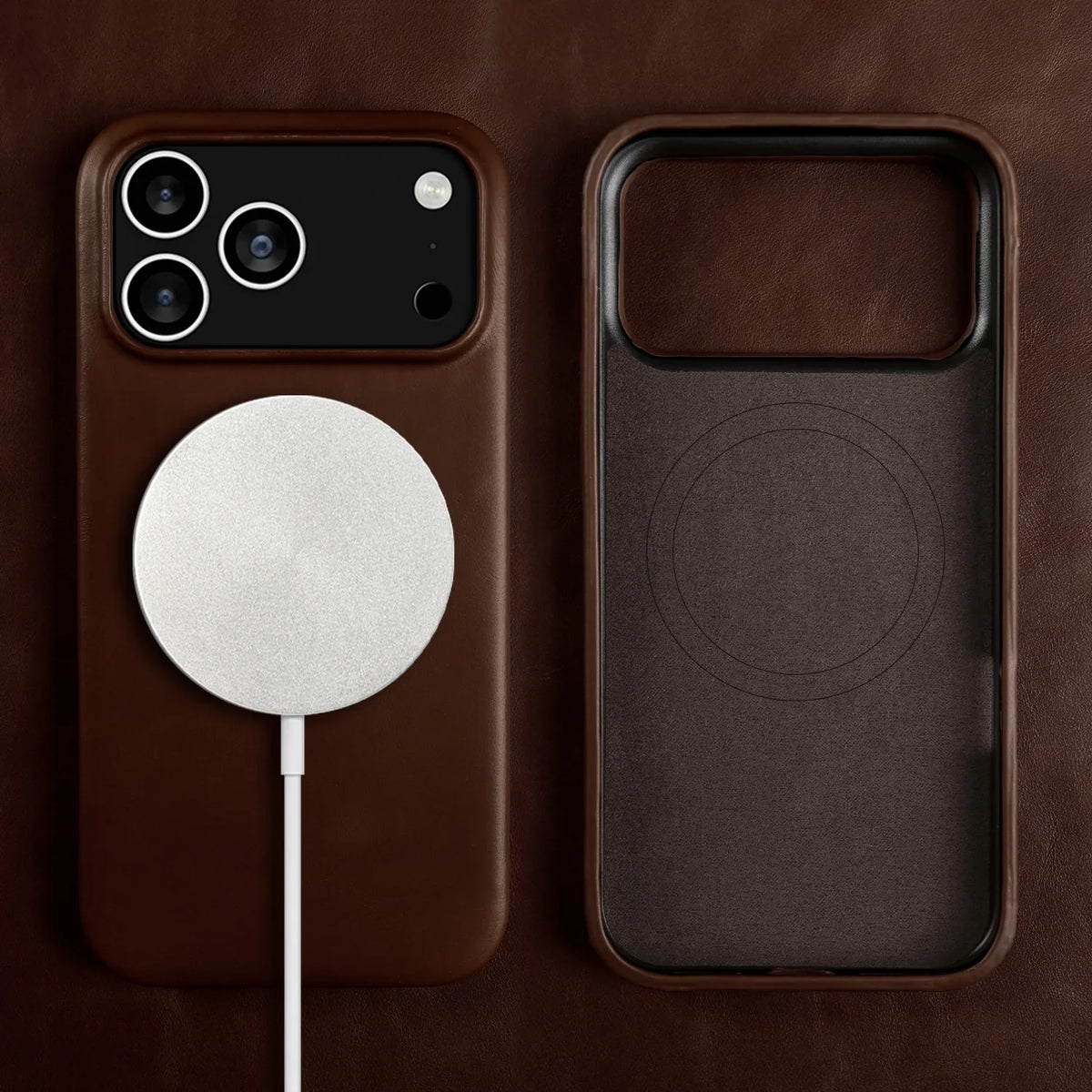 Premium Full-Grain Leather iPhone Case with MagSafe – Shock-Absorbent Protection for iPhone 11-17 Models | Thomler