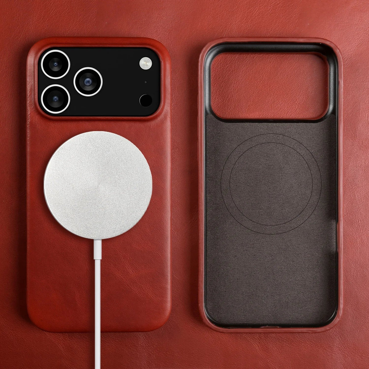 Premium Full-Grain Leather iPhone Case with MagSafe – Shock-Absorbent Protection for iPhone 11-17 Models | Thomler