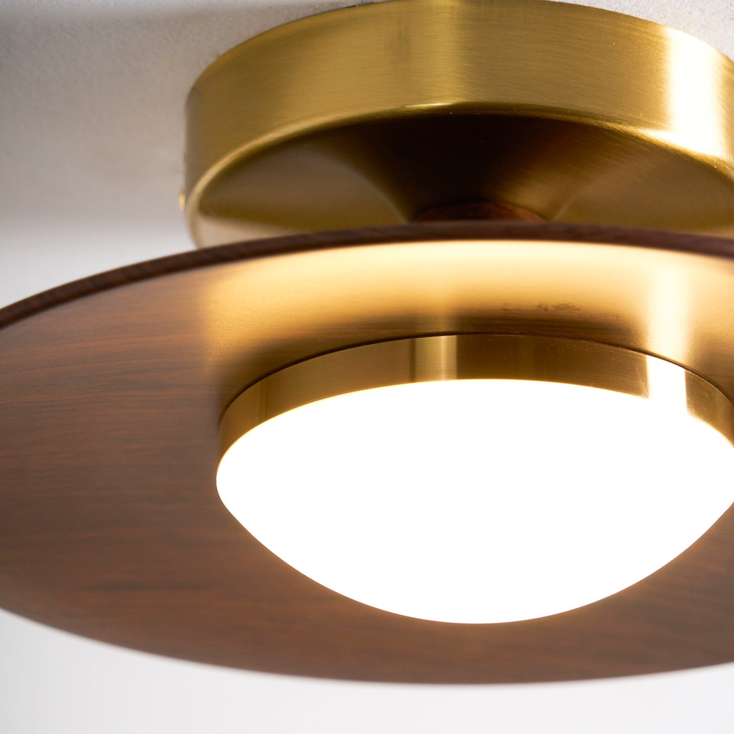 Ceiling Lamp Metal Wood 9.4 in Walnut Indoor Modern Dining Kitchen Lighting Fixture | Thomler