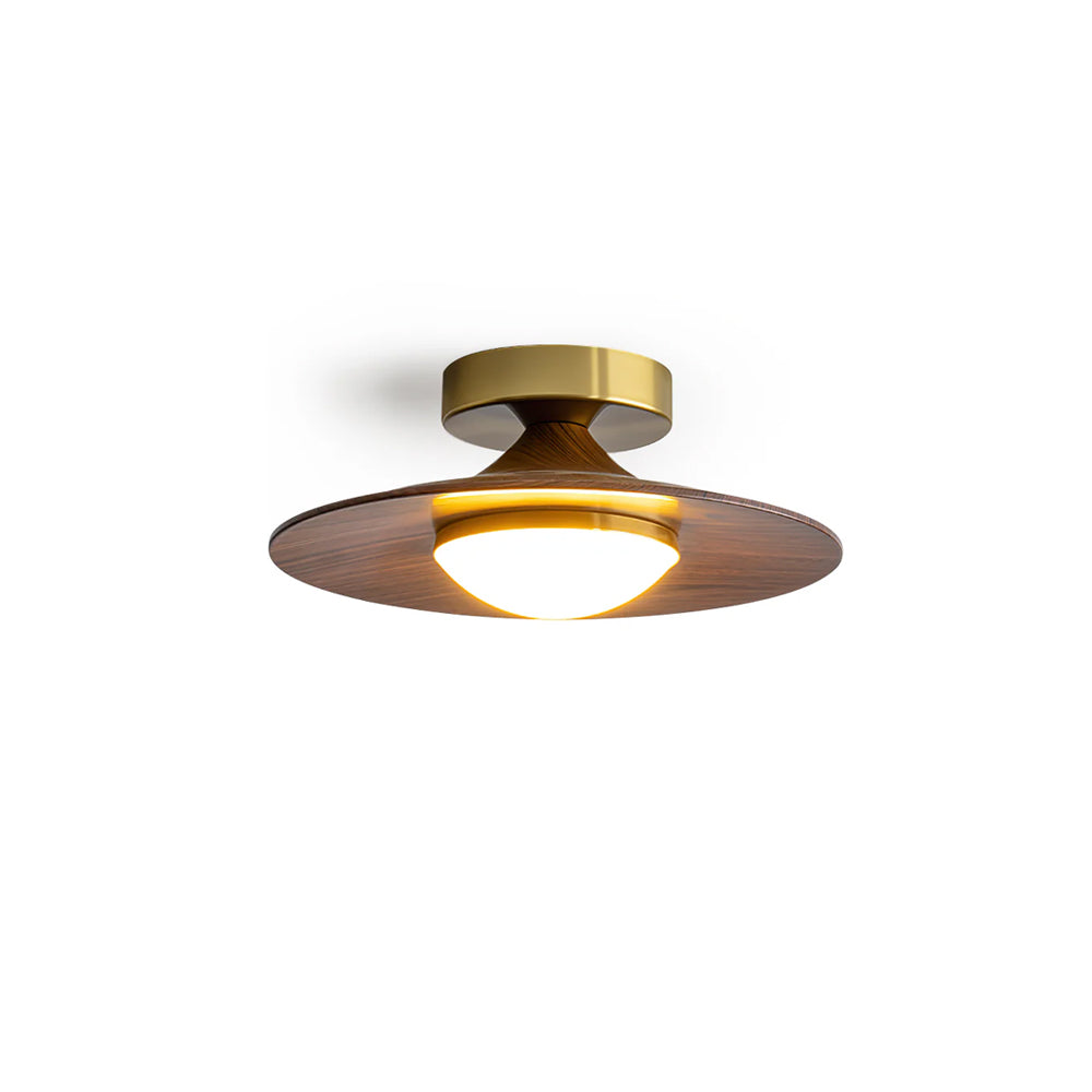 Ceiling Lamp Metal Wood 9.4 in Walnut Indoor Modern Dining Kitchen Lighting Fixture | Thomler
