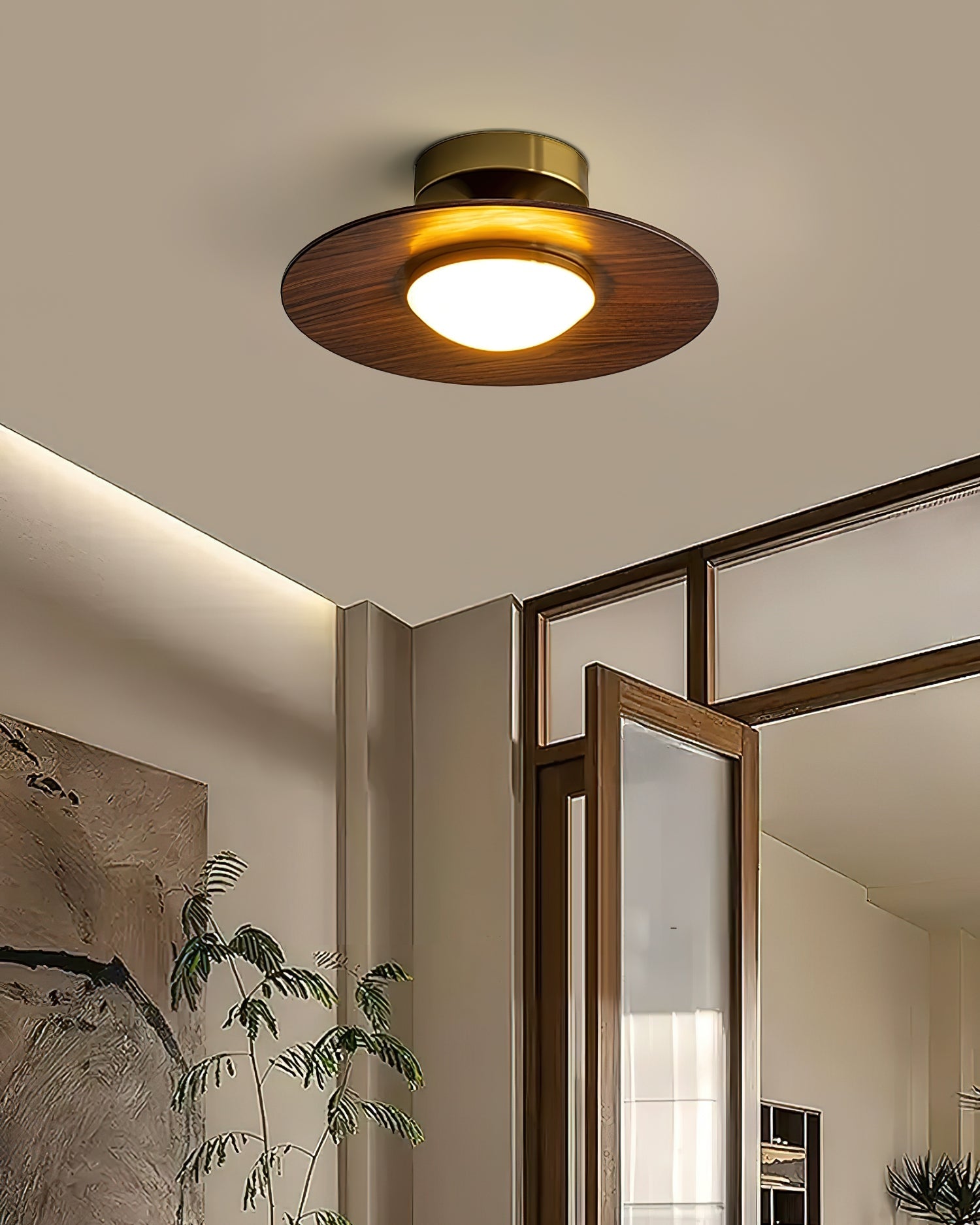 Ceiling Lamp Metal Wood 9.4 in Walnut Indoor Modern Dining Kitchen Lighting Fixture | Thomler