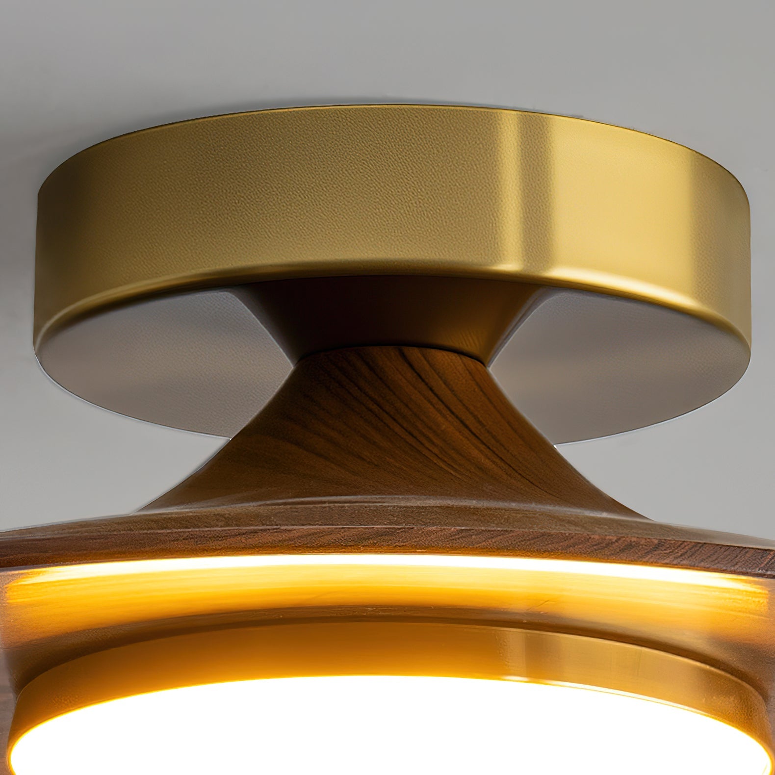 Ceiling Lamp Metal Wood 9.4 in Walnut Indoor Modern Dining Kitchen Lighting Fixture | Thomler