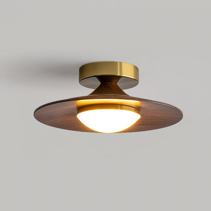 Ceiling Lamp Metal Wood 9.4 in Walnut Indoor Modern Dining Kitchen Lighting Fixture | Thomler