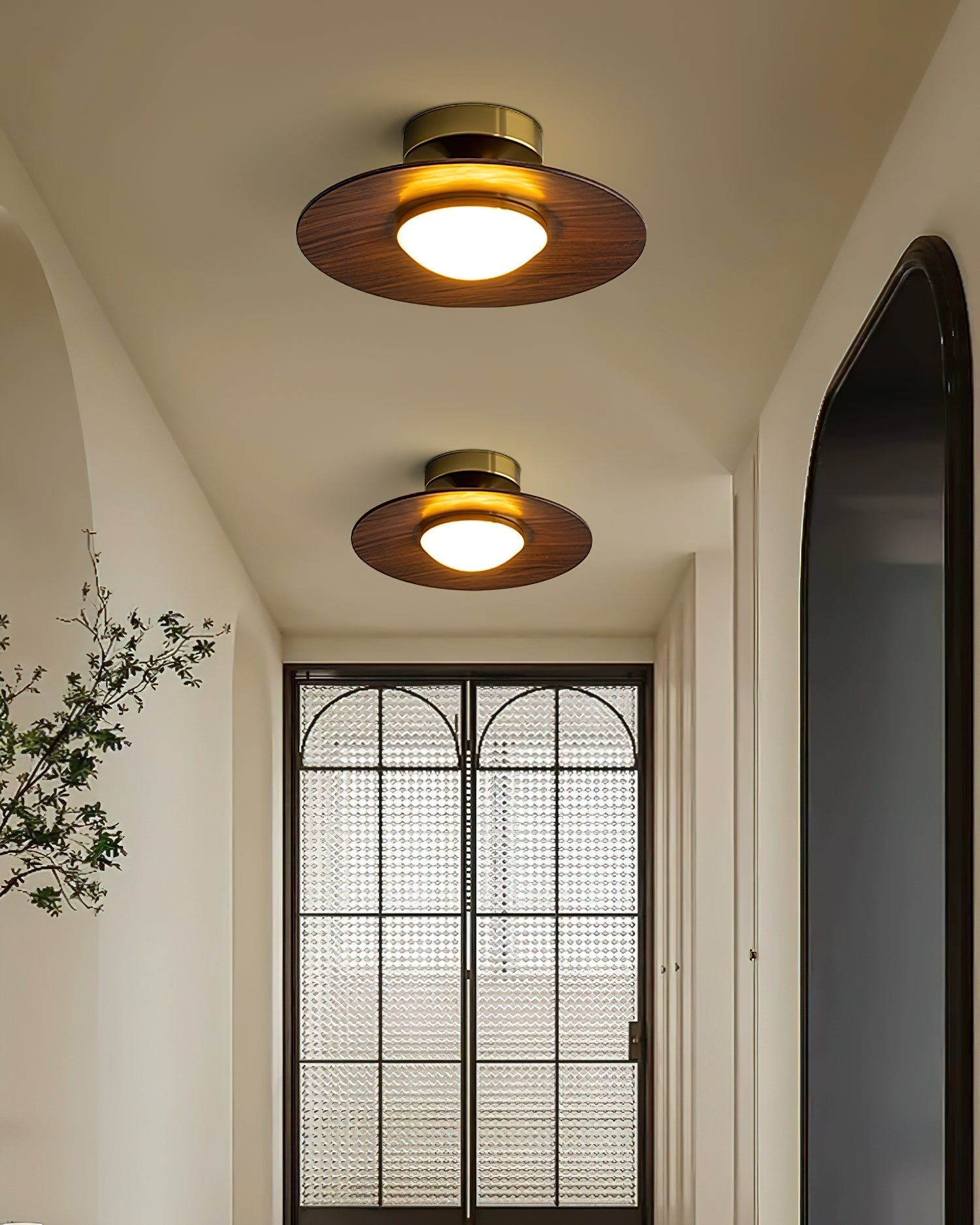 Ceiling Lamp Metal Wood 9.4 in Walnut Indoor Modern Dining Kitchen Lighting Fixture | Thomler
