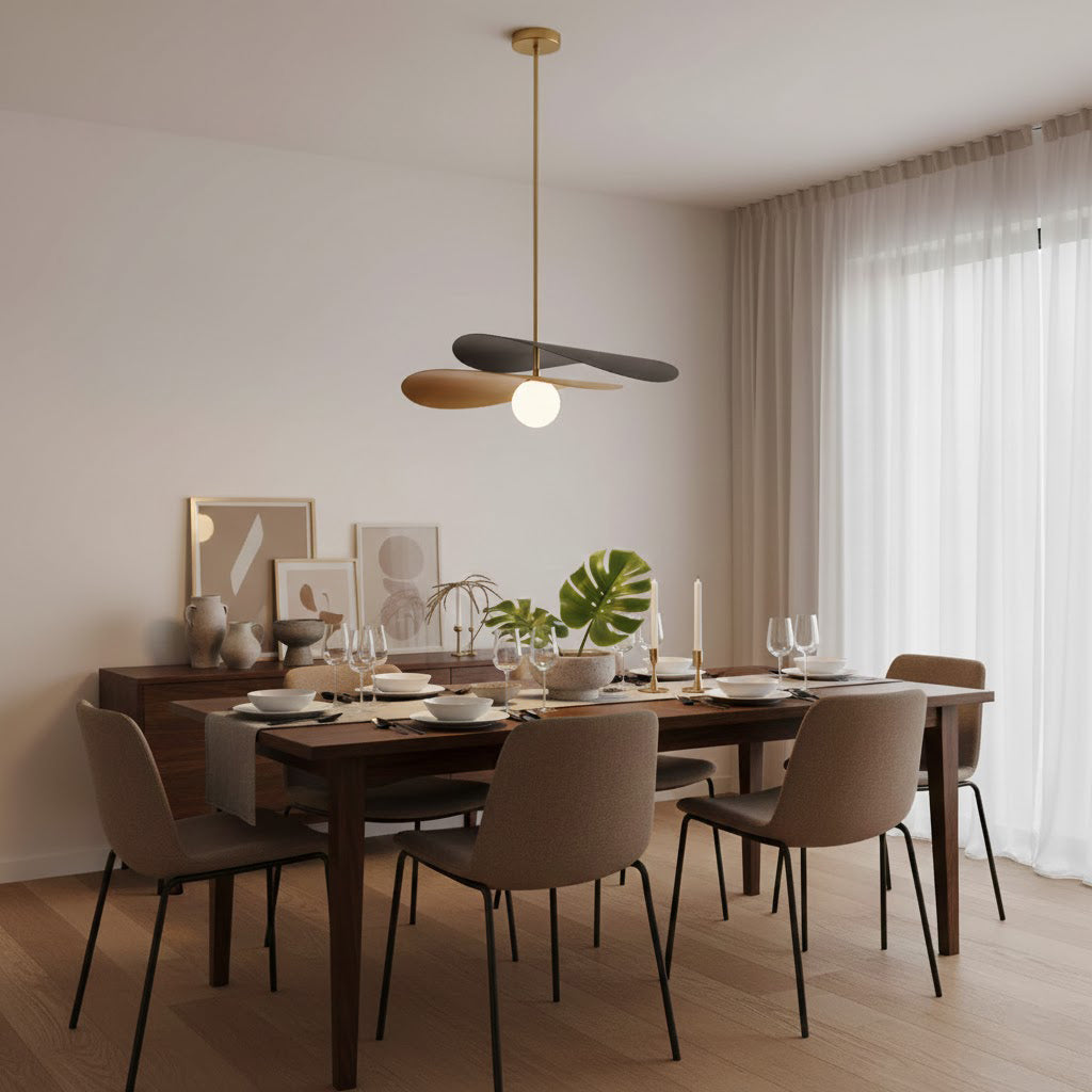 Pendant Light Metal Glass 21.7 in Ceiling Dining Room Kitchen Modern Mid Century Hanging Fixture | Thomler