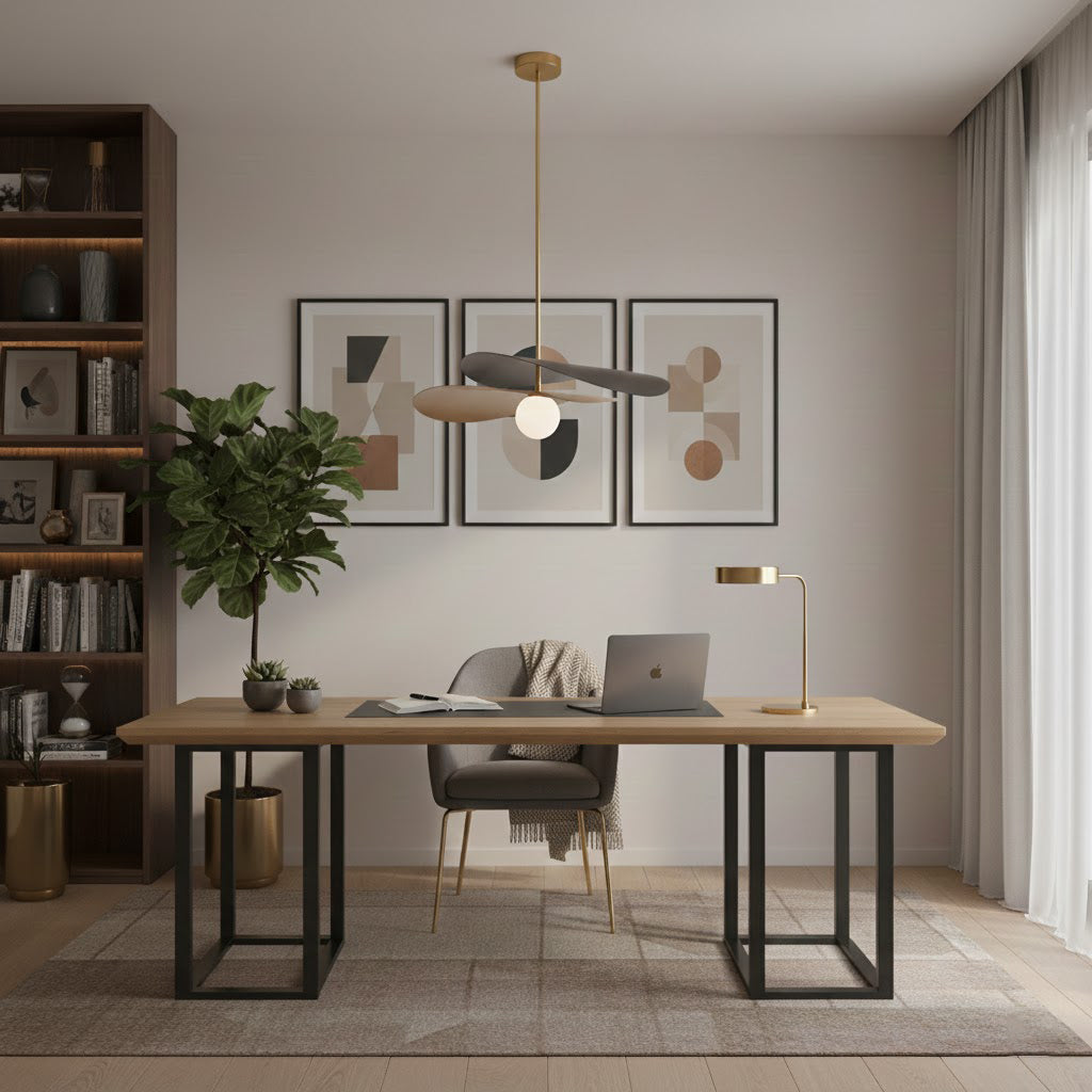 Pendant Light Metal Glass 21.7 in Ceiling Dining Room Kitchen Modern Mid Century Hanging Fixture | Thomler