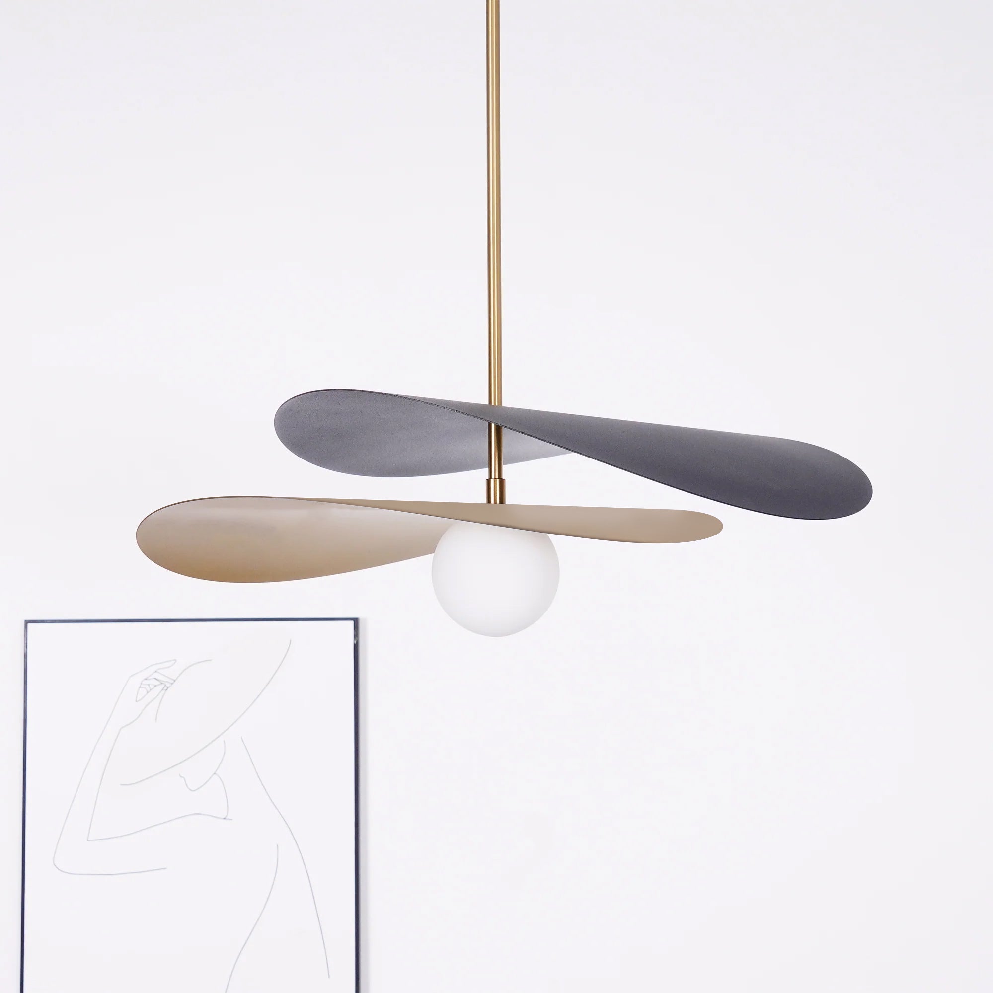 Pendant Light Metal Glass 21.7 in Ceiling Dining Room Kitchen Modern Mid Century Hanging Fixture | Thomler