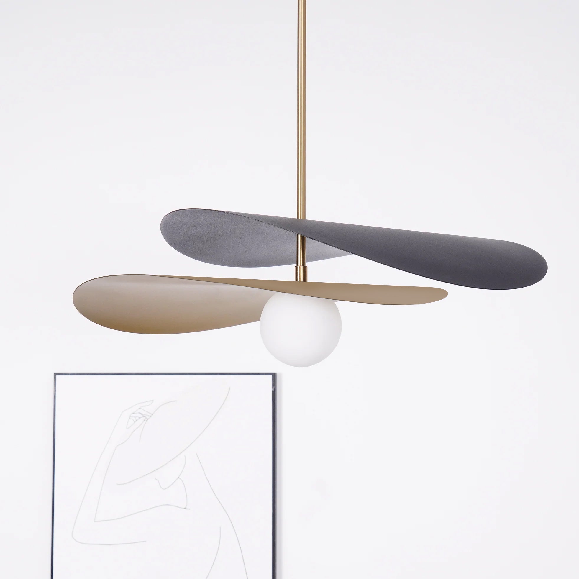 Pendant Light Metal Glass 21.7 in Ceiling Dining Room Kitchen Modern Mid Century Hanging Fixture | Thomler