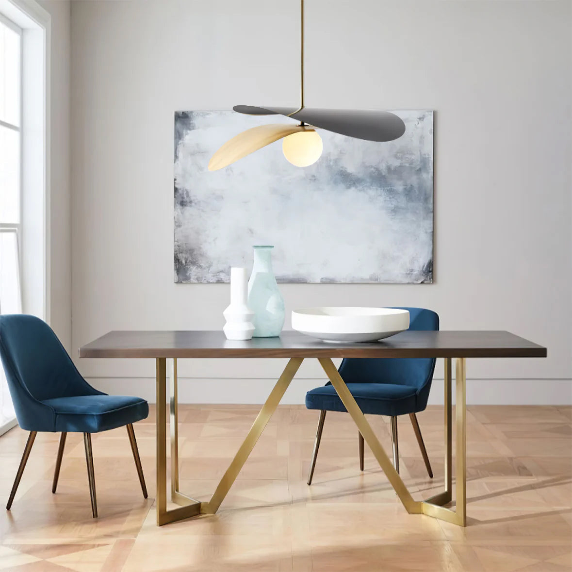 Pendant Light Metal Glass 21.7 in Ceiling Dining Room Kitchen Modern Mid Century Hanging Fixture | Thomler