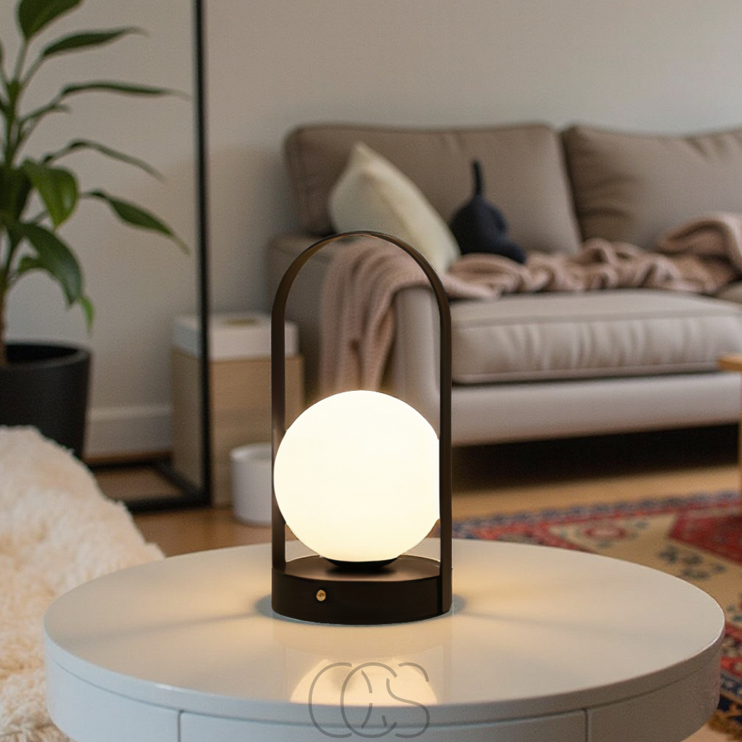 Cordless LED Sphere Table Lamp – Touch Dimming, Rechargeable USB Night Light for Bedroom Living Room Patio – Portable Indoor Outdoor | Thomler