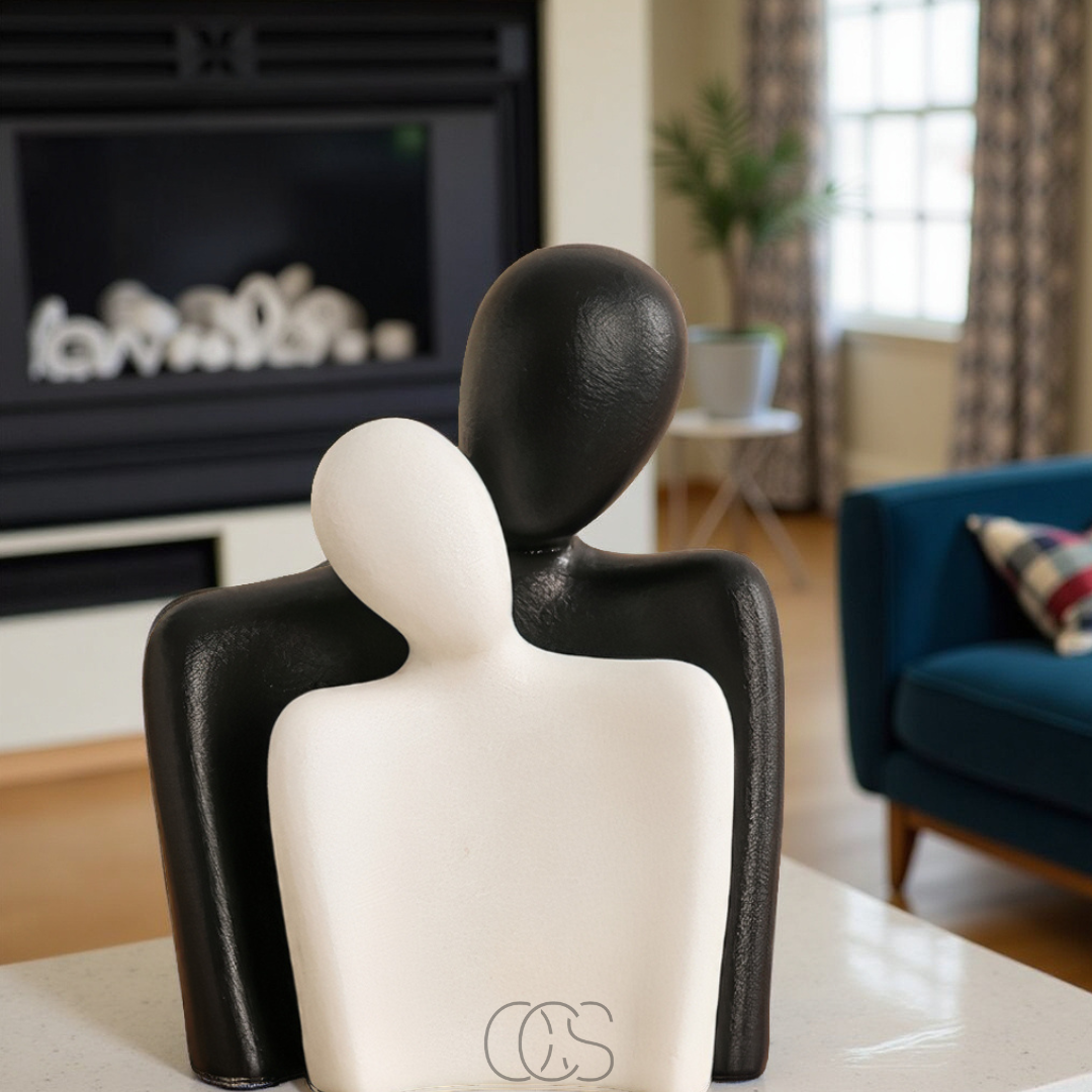 Embracing Couple Figurine – Ceramic Love Sculpture for Home Decor & Anniversary Gifts – Modern Minimalist Art Statue for Bedroom, Living | Thomler