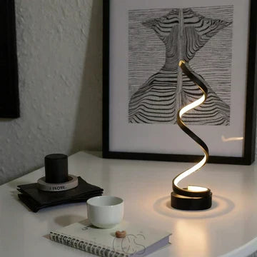 Curved Metal Desk Lamp with Dimmable LED Light and 3 Color Modes for Bedroom Office and Living Room | Thomler