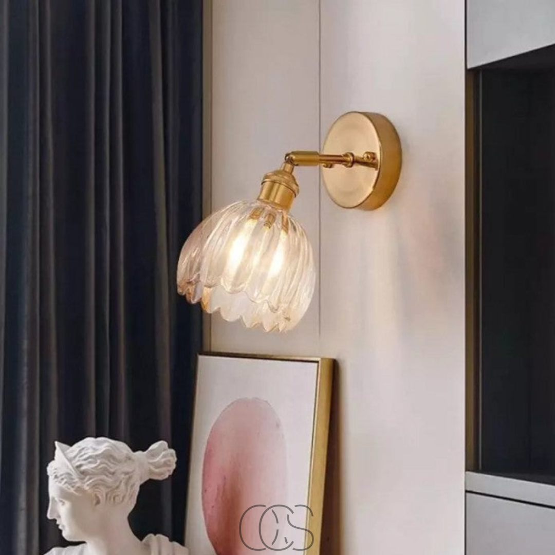 Vintage Tulip Glass Wall Sconce with Flower Shade – Classic Accent Light for Bedroom, Living Room, Hallway – E27 Socket | Thomler