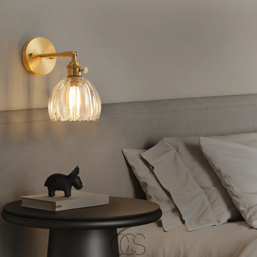 Vintage Tulip Glass Wall Sconce with Flower Shade – Classic Accent Light for Bedroom, Living Room, Hallway – E27 Socket | Thomler
