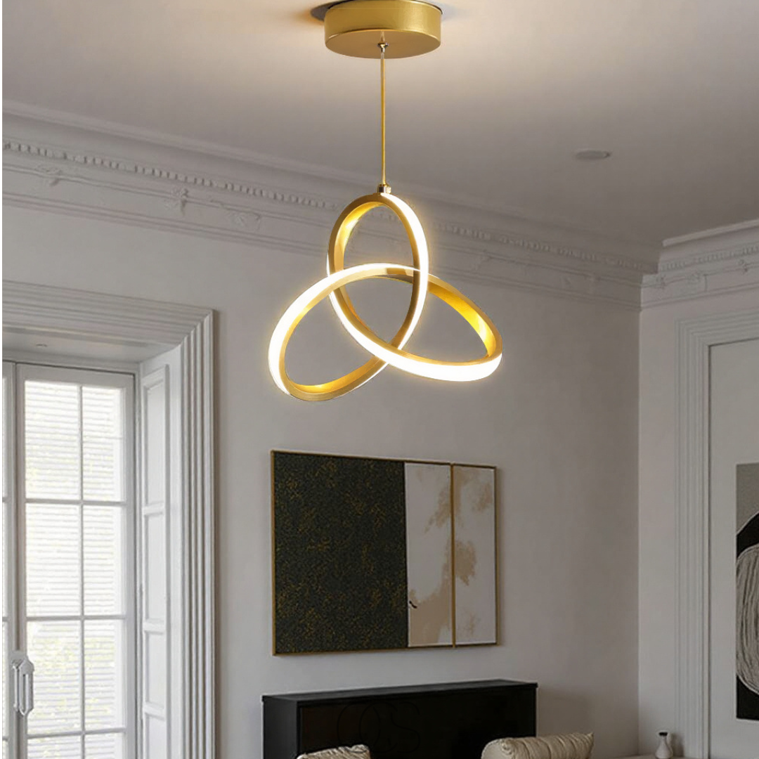 Geometric LED Pendant Light | Adjustable Color Temperature | Modern Aluminum & Acrylic Ceiling Fixture for Dining Room, Kitchen & Living | Thomler