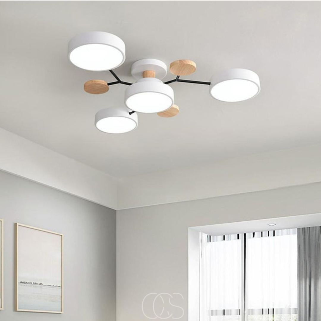 Round Multi-Light LED Ceiling Fixture – Metal Flush Mount Lamp with Integrated Bulbs, Even Ambient Lighting for Living Room, Dining Room | Thomler