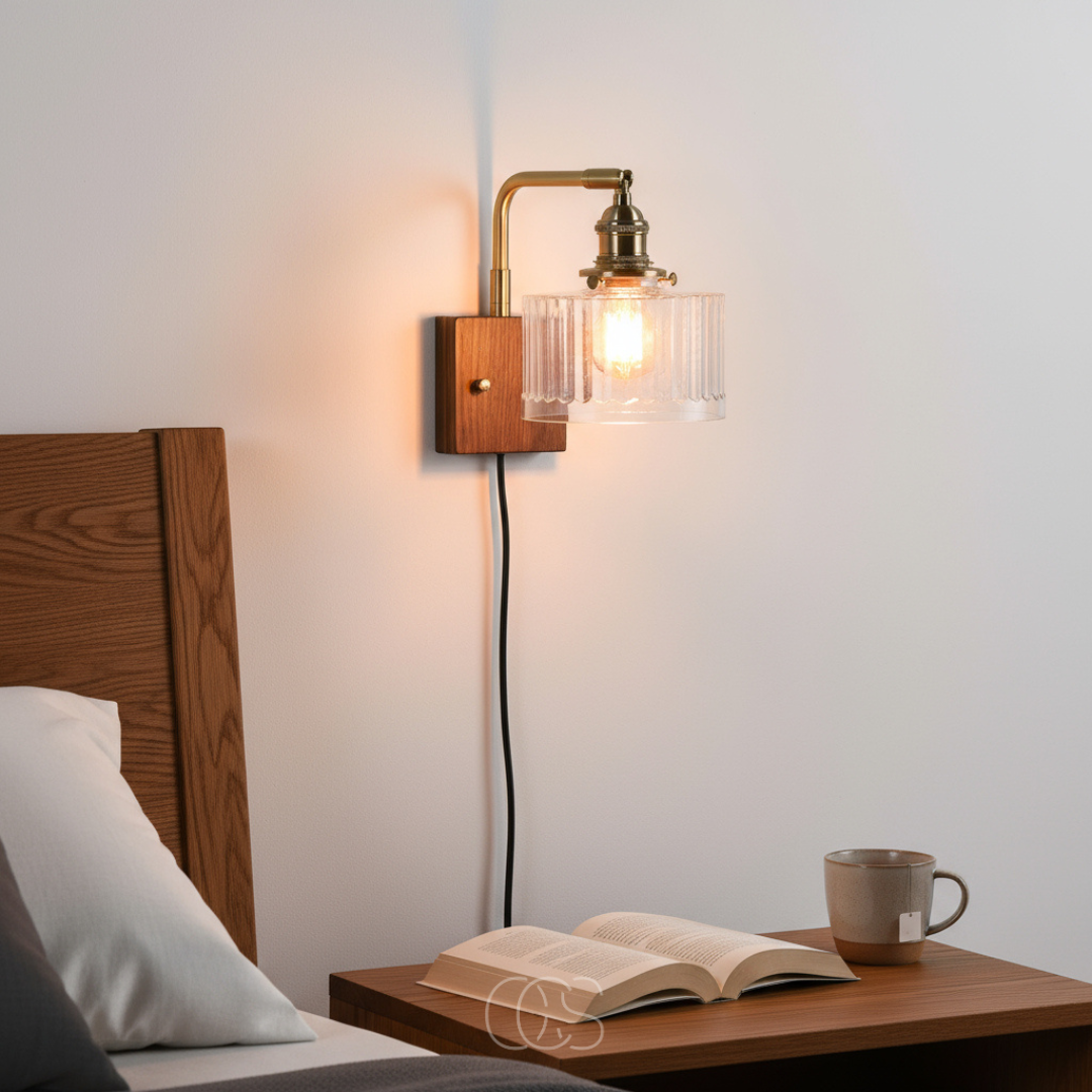 Classic Wall Sconce with Glass Shade & Metal Frame for Living Room, Bedroom & Hallway - Vintage-Style LED Compatible Fixture for Home Decor | Thomler